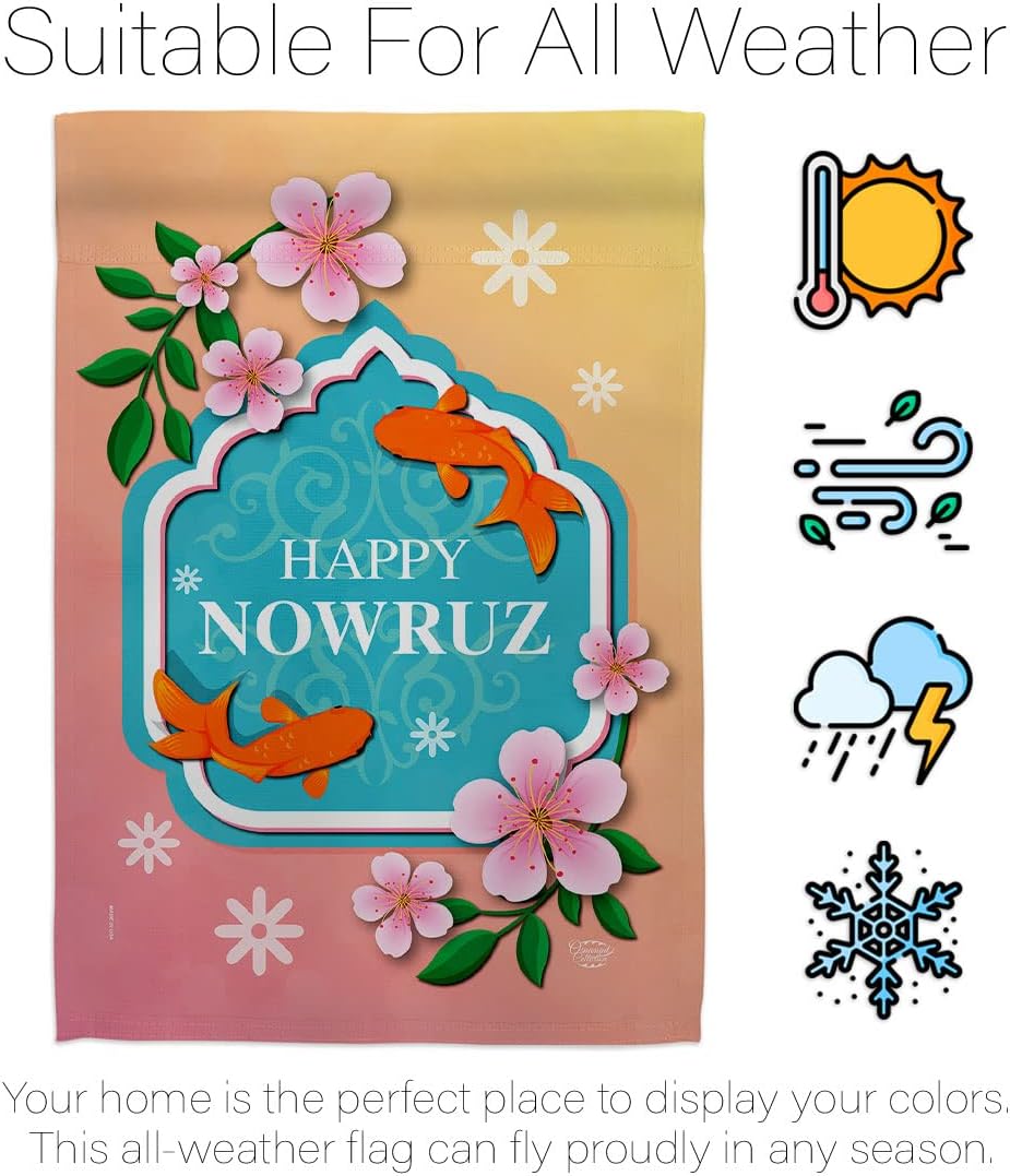 International Nowruz Day Dorm Decor Banner Wall Art Flag Pole Patio Lawn Garden Room Decorations Indoor Outdoor Tapestry Yard Signs Celebration Persian New Year Christian Religion Holiday Made In USA