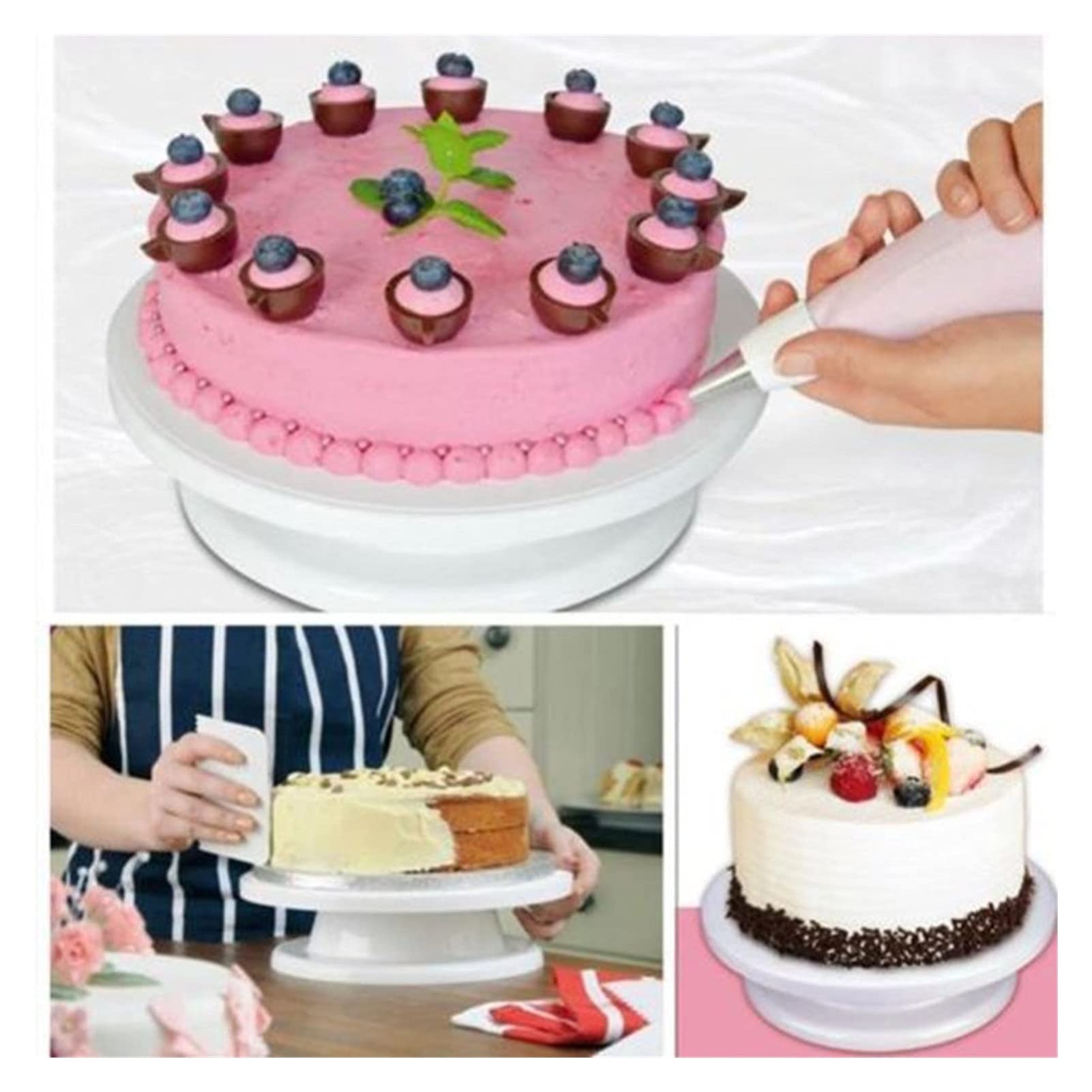 Tortenplatte Drehbar 7pcs / set Plastikkuchen-Rotary-Tisch DIY. Gebäck Backenwerkzeug 10 Zoll Kuchenständer Kuchen Drehteller Drehen Kuchen Dekorieren Backwerkzeug Kuchen dekorieren Verbrauchsmaterial