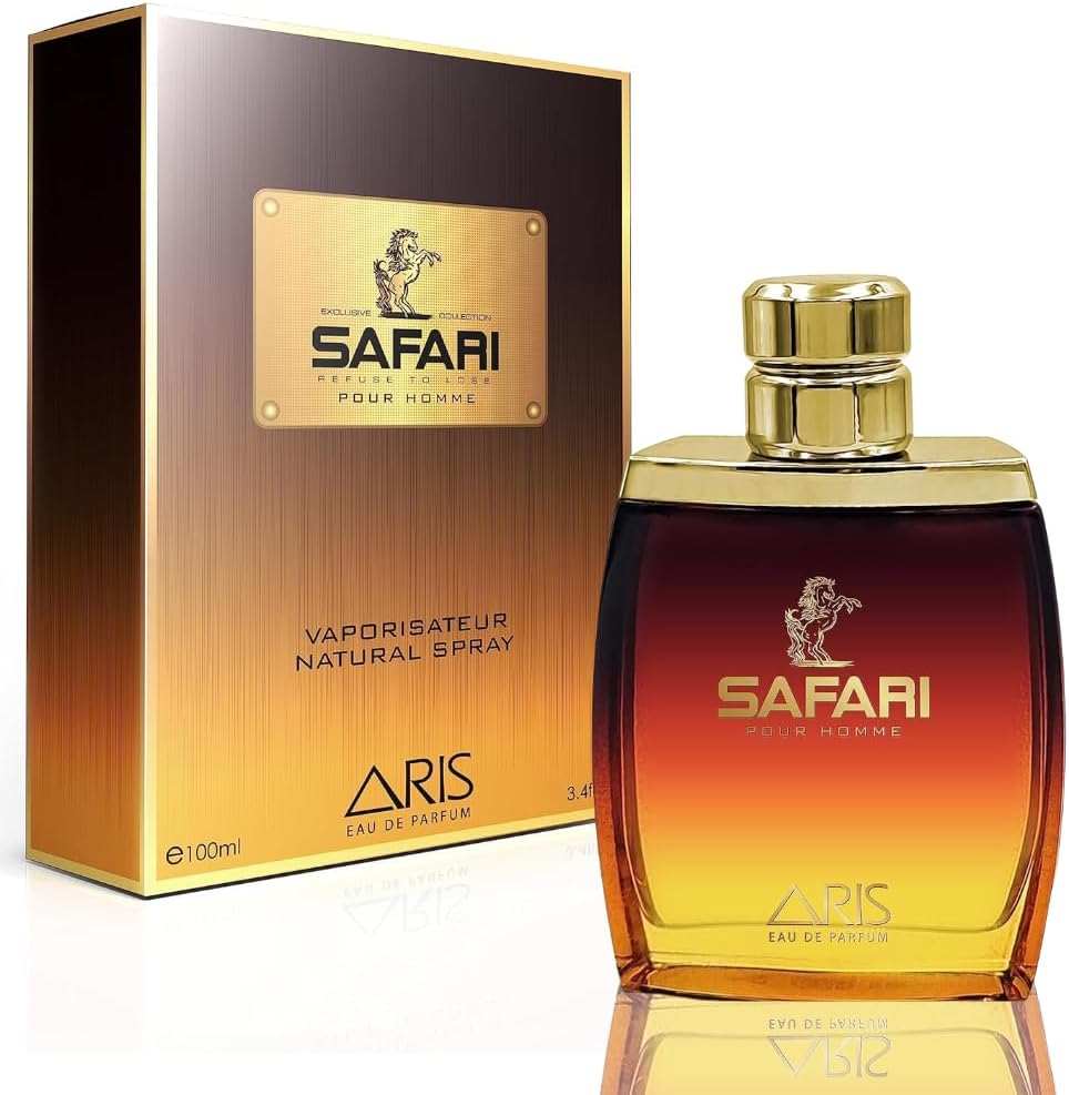 ARIS Safari Eau de Parfum for Men – Long-Lasting Fresh, Woody, and Spicy Fragrance – 100ml Cologne Spray for Daily Wear – Bold Masculine Scent – Comes with Extra 15ml Sample (Random Scent Included)