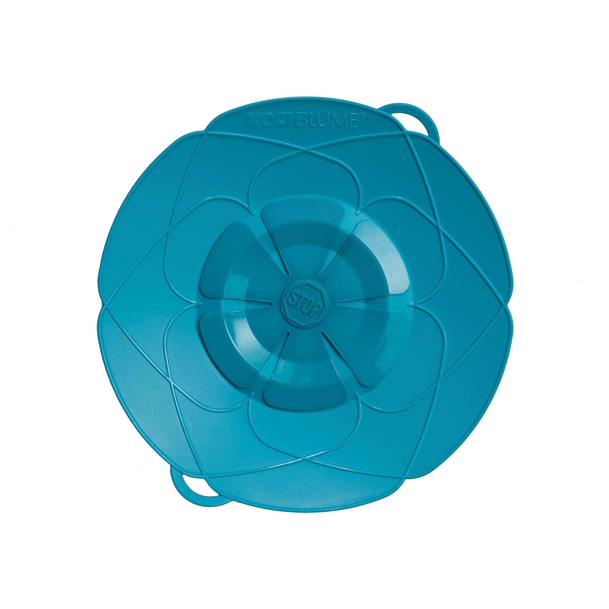 Kochblume Turquoise The Original, Silicone Boil Over Protection For Pots And Pans, Microwave Lid, Splash Guard And Steam Cooker Attachment, Set With Zip Pocket In The Pink Box., M | Topfgröße 14-20Cm