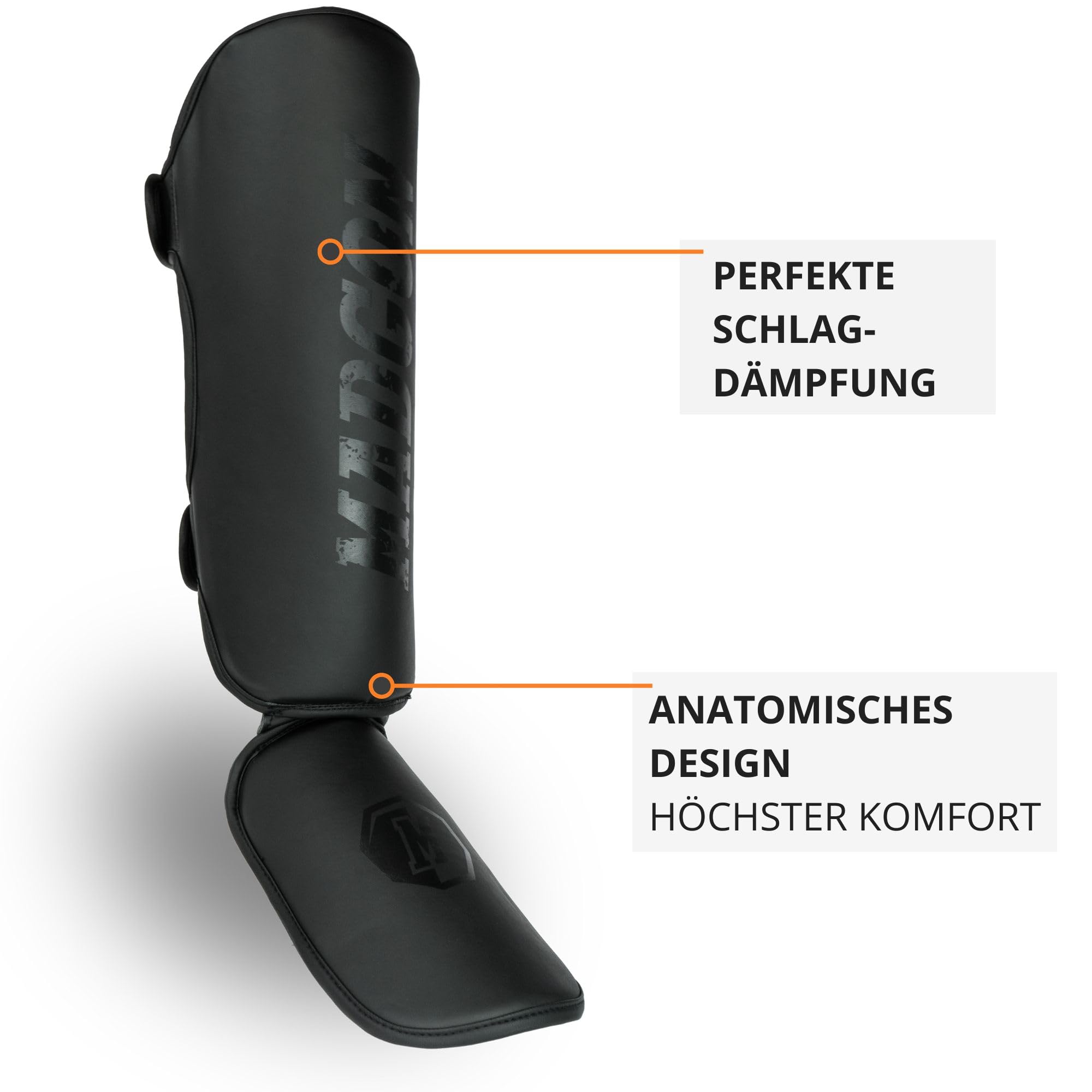 MADGON Schienbeinschoner mit perfektem Sitz und Dicker Polsterung - Schienbeinschutz für Kampfsport, MMA, Kickboxen, Muay Thai