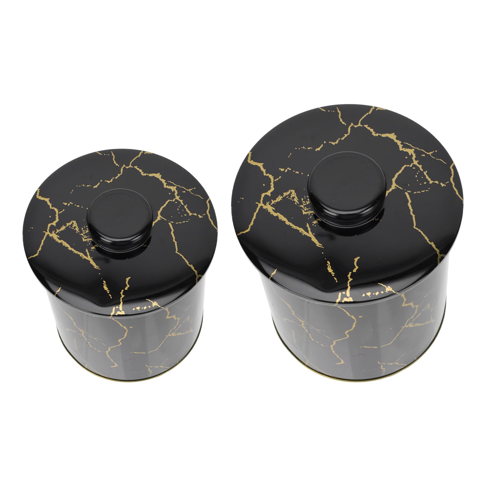 2pcs Airtight Grain Storage Canisters Set with Black Marble Pattern, Large and Small Sealed Food Jars for Kitchen Pantry, Coffee Beans, Candy, and Household Organization