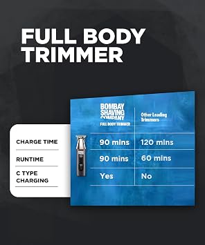 Bombay Shaving Company 11-in-1 All-in-One | Beard Trimmer for Man | Hair Trimmer for Men | Body Hair | IPX6, 90 Min runtime Type C Charging | Gift for Men Husband Father