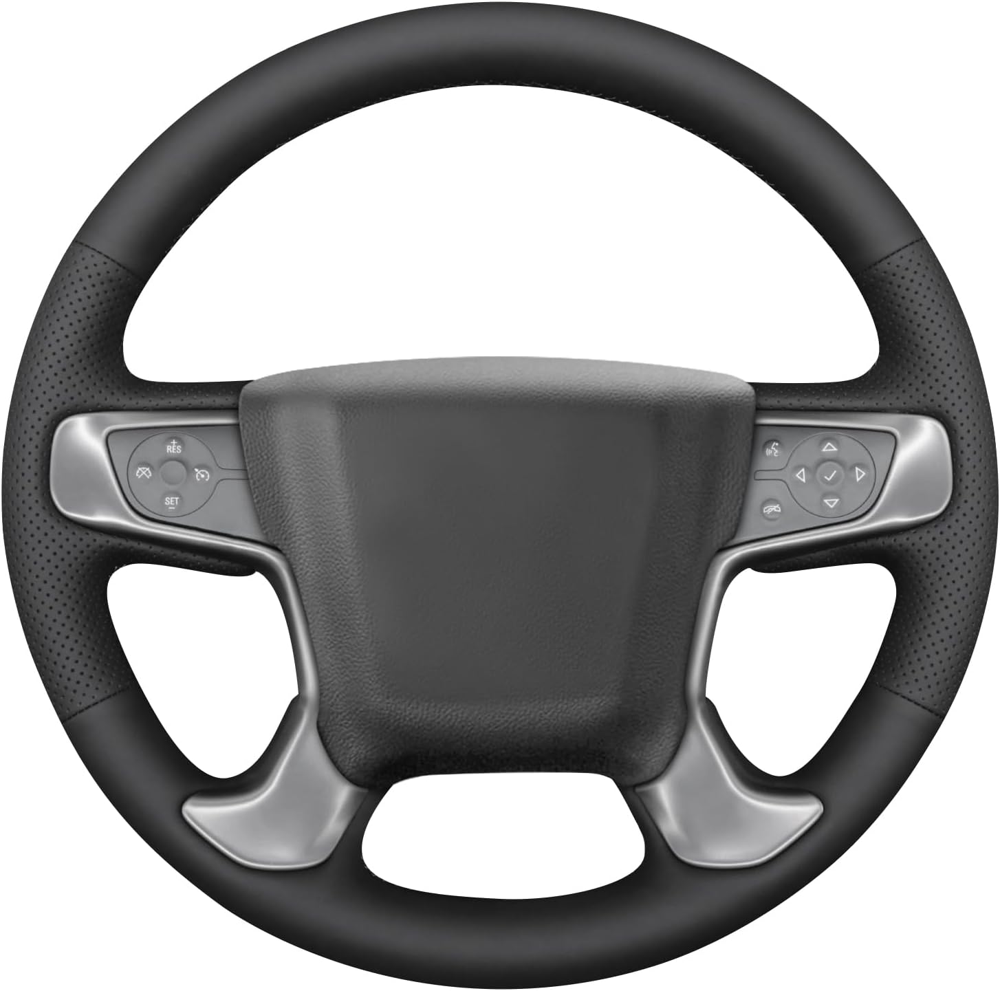MEWANT Steering Wheel Cover for GMC Sierra 1500 2014-2018 / Sierra 1500 Limited 2019 / Sierra 2500 2015-2019 / Sierra 3500 2015-2019 / Yukon (Yukon XL) 2015-2020 Hand-Stitched Steering Wheel Wrap