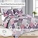 Dinjoy Purple Quilt Set Full Size, Reversible Floral Plaid Patchwork Pattern Bedding Set Soft Microfiber Lightweight Bedspread 3 Piece Spring Summer Fall Use (78x90 inches)