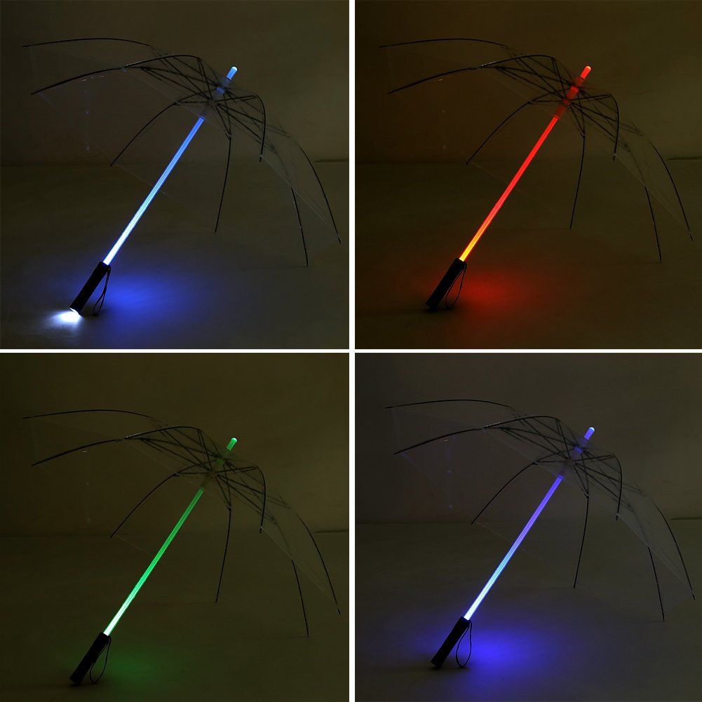 Ombrello illuminato a LED Ombrello Illumina l'Ombrello Led Lanterna Ombrello per Andare con Sicurezza Notte(Transparent)