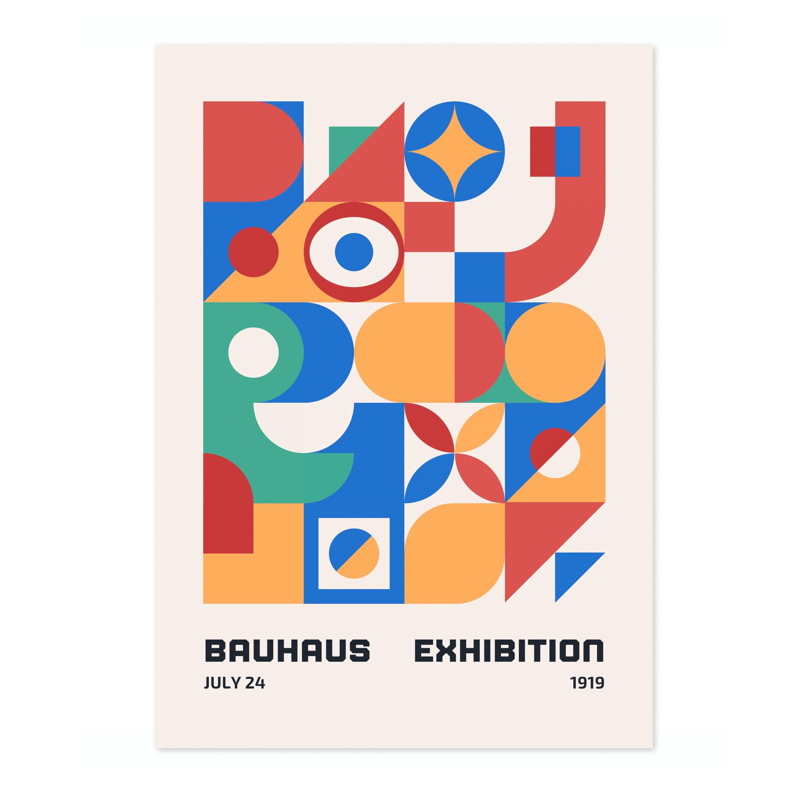 Exhibition 1919 Bauhaus Poster Mid Century Modern Wall Decor Print, Abstract Geometric Wall Art Boho Abstract Artwork Architecture, Archival Matte, 50x70cm (Print Only) - 50x70cm