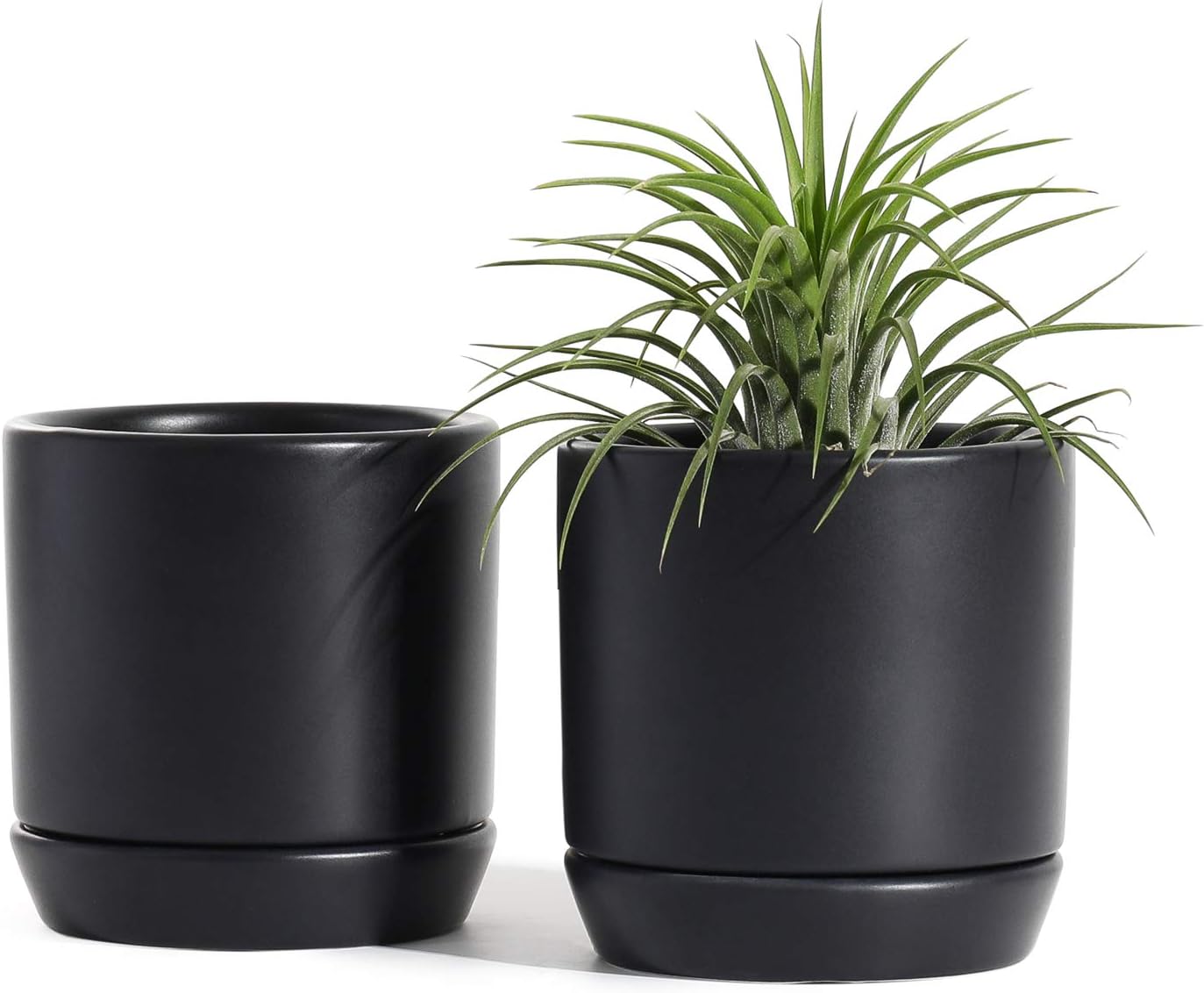 POTEY Succulent Planters Pots for Plants Indoor - 3.1 Inch Glazed Ceramic Small Plant Pot with Drainage Hole & Saucer Indoor for Home Decor 055302, Set of 2, Plants NOT Included