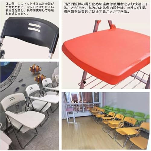 KryZaro折りたたみ一体型チューブラーチェア テーブル付き 収納バスケット付 組立不要即使用 会議・勉強・資料整理 家庭・オフィス兼用 軽量省スペース座椅子 [3]