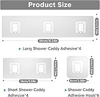 Vista 2 de Lsnisni 14 Pack Shower Caddy Adhesive Replacement, Waterproof Shower Shelf Adhesive Strips, Strong Adhesive Flat Hooks for Bathroom Storage Shelves