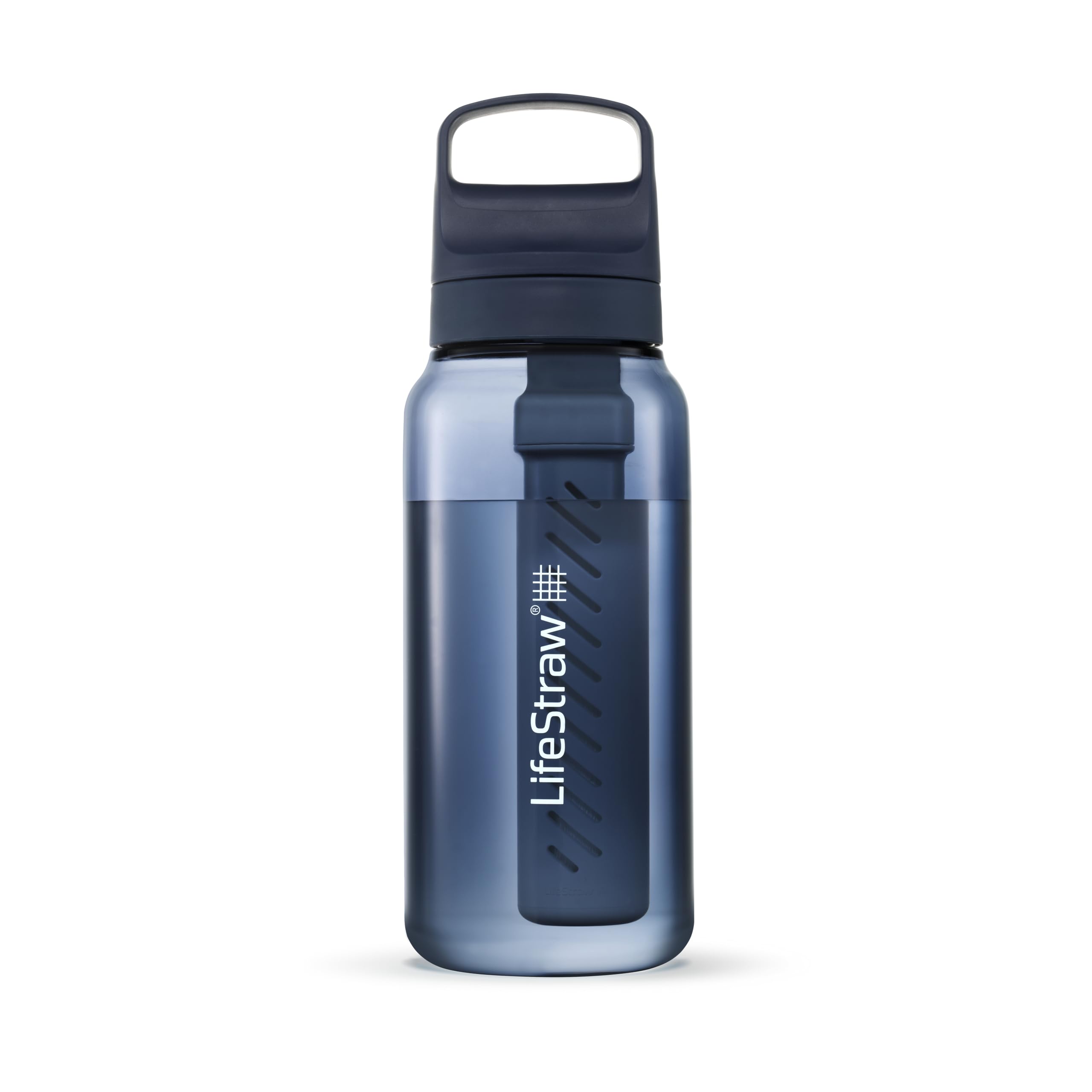 LifeStraw Go Series - Bouteille d'eau sans BPA pour les voyages et l'utilisation quotidienne élimine les bactéries, les parasites et les microplastiques, améliore le goût - Lot de 2 1 L - Bleu