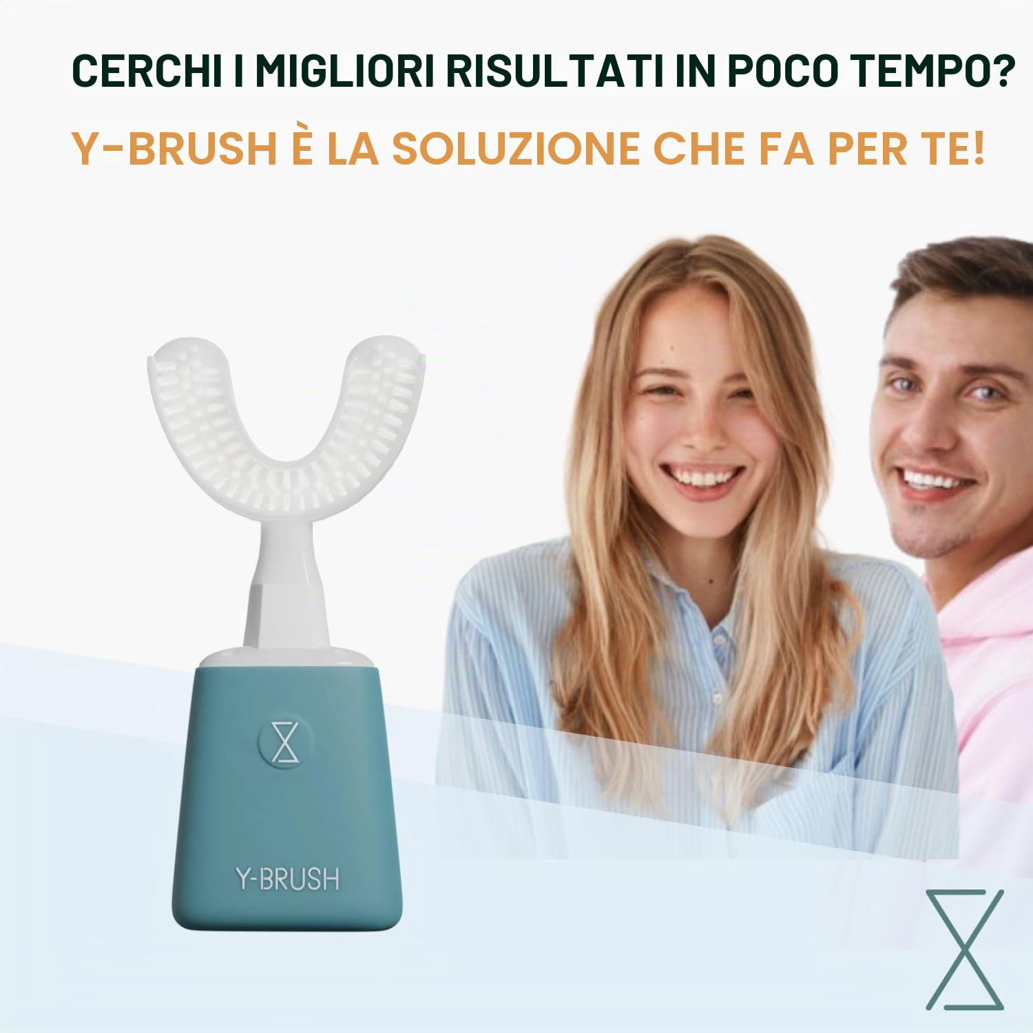 Y-Brush Essential - Spazzolino da denti elettrico sonico, automatico, 3 mesi di autonomia, 2 modalità di vibrazione, clinicamente dimostrato dai dentisti