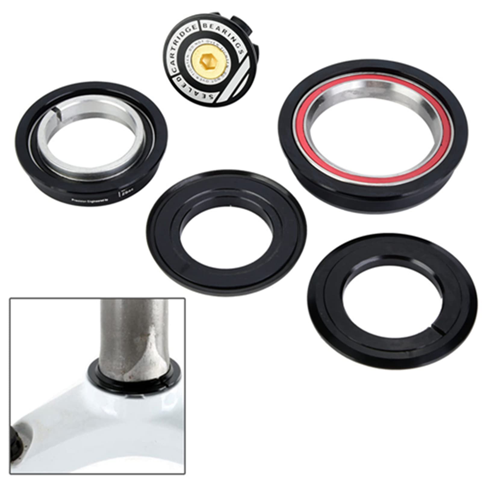 AYNEFY Serie sterzo Conico 4456ST Set di Cuscinetti per Bici da Strada e Tubo Conico Esterno e Tubo di Sterzo Conico a Doppio Scopo Set di Scodelle