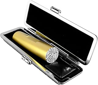 実印 認印 銀行印 印鑑1本セット チタン ブラスト・ゴールド 名前 判子 ハンコ【ブラストチタン ケース付 目印付き10.5-18.0mm】 (12.0mm)