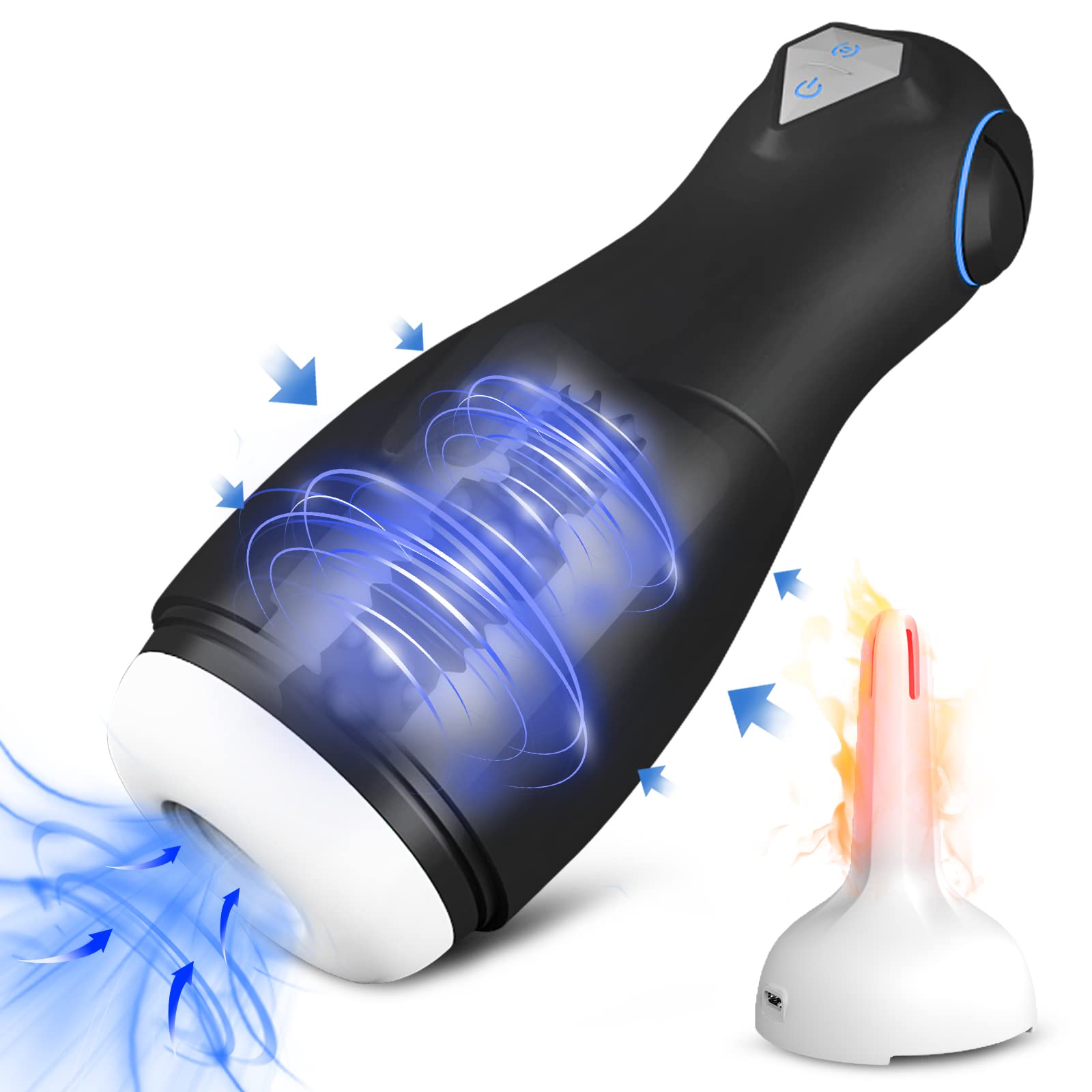 Automatic Male Masturbator Cup, Heating Electric Realistic Textured Pocket Pussy with 12 Vibrating & 5 Sucking Modes for Penis Stimulation, Vagina Blowjob Male Stroker Toy, Adult Oral Sex Toys for Men