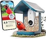 Birdbuddy PRO Solar Smart Bird Feeder with Camera - AI Bird Species Identification, 5MP Photos, 2K HD Video Live Stream Camera, Slow-Motion Video, 2.6in Focus - Blue Solar