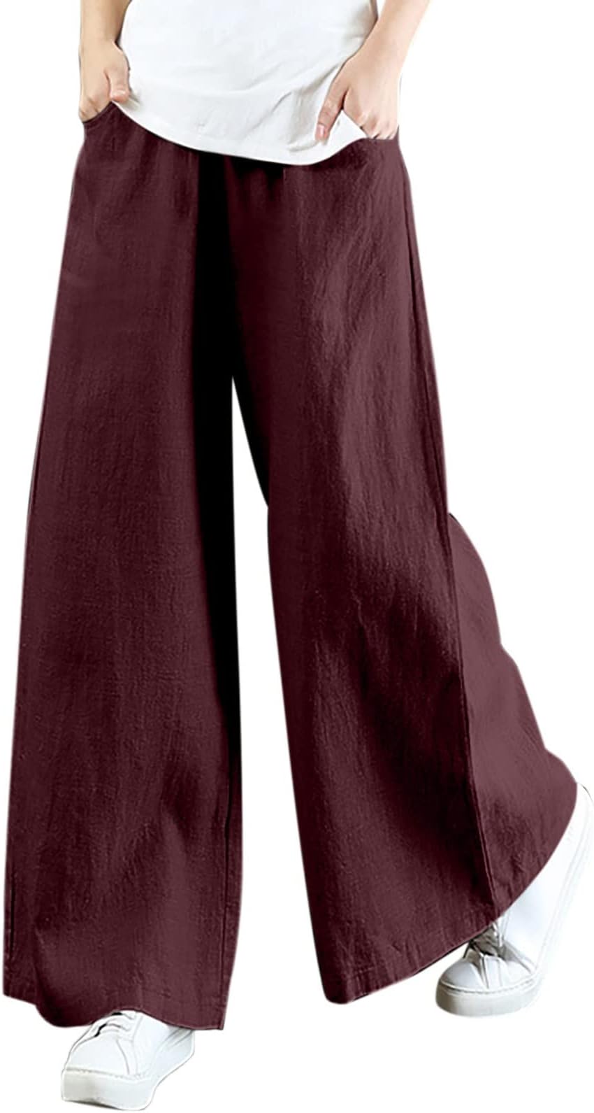 YANFJHV Wide Trousers for Women, 2023 Casual Trousers, Elegant Wide Leg Trousers, Women's Loose Palazzo Trousers, Outdoor Trousers, Falling Baggy Trousers, Funky Flared Trousers, Women's Autumn