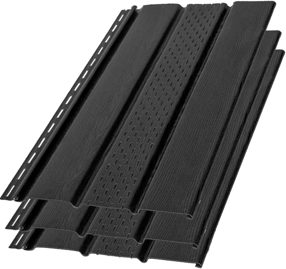 6FT Vented Wood Grain Textured Black Vented Soffits for Low Maintenence Home Improvement (10)