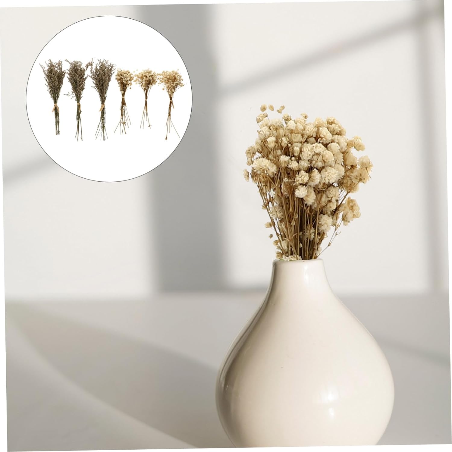PRETYZOOM 6-Piece Dried Flower Bouquet Set Random Color Stems Natural Decor for Home Living Room and Wedding Arrangements