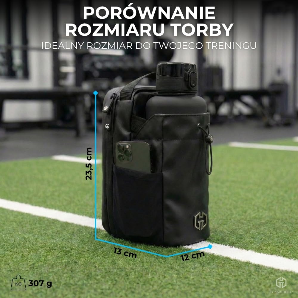 Magnetyczna torba sportowa z uchwytem na butelkę o pojemności 1,5 l, kompaktowa torba do treningu, sportu i codziennego użytku