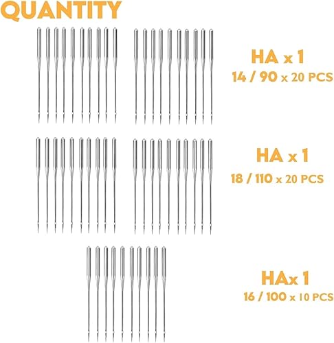Miniatura 9 de Performore Juego de agujas de coser de acero inoxidable con rosca térmica profesional | 25 agujas de ojo grande resistentes para denim, lienzo,