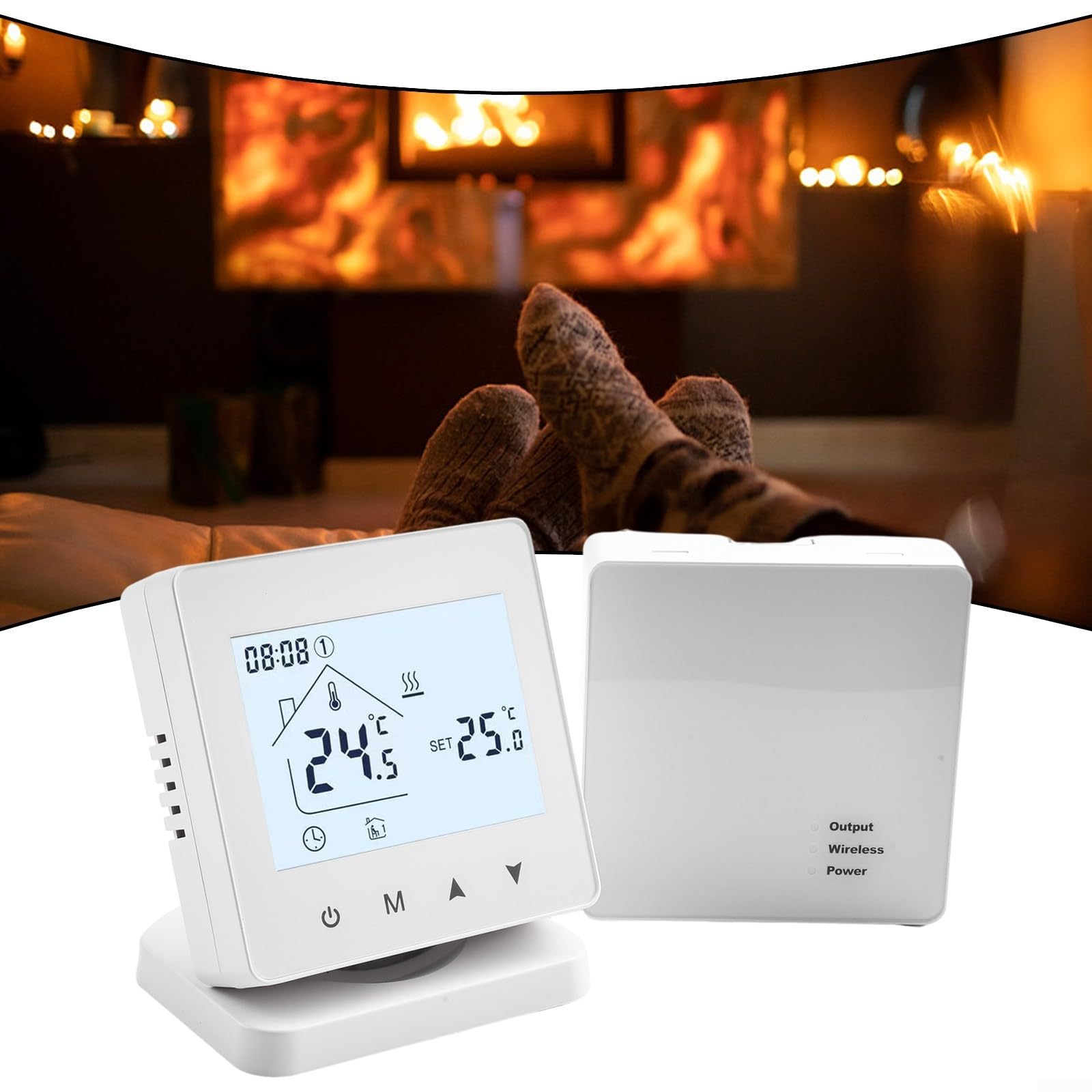 Termostato inteligente inalámbrico programable para calefacción de agua y caldera de gas, montado en la pared o escritorio con control de aplicación Smart-Life (con WiFi)