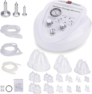 Vacuum Therapy Cupping Machine with 30 Cups and 3 Metal Gua Sha Handles for Salon SPA, Body, Back, Face Massage Care