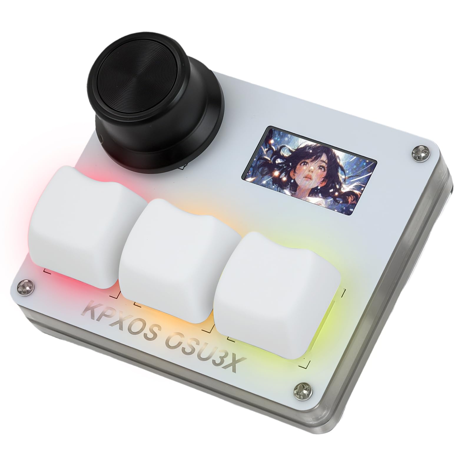KPXOS OSU3X Keyboard, Rapid Trigger Macro Keyboard, RGB Backlight, for OSU and for Geometry Dash (White)