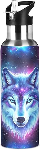 Miniatura 8 de Botella de agua aislada de acero inoxidable con popote de 20 onzas, botella de agua deportiva sin BPA para gimnasio, viajes al aire libre, escuela,