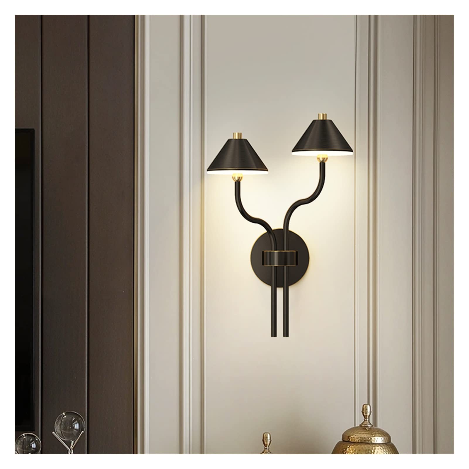 VDOQTLJT Wall lamp Modern Copper Lamp - Umbrella Decorative LED Sconce Llight Living Dining Room Bedroom Stair Aisle Pendant Ceiling Light Fixtures(2 Lightsblack)