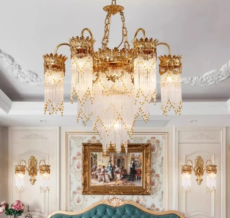 Genérico Lámparas de araña, Lámparas colgantes barrocas V-intage de lujo, latón antiguo, cobre y cristal, for iglesia