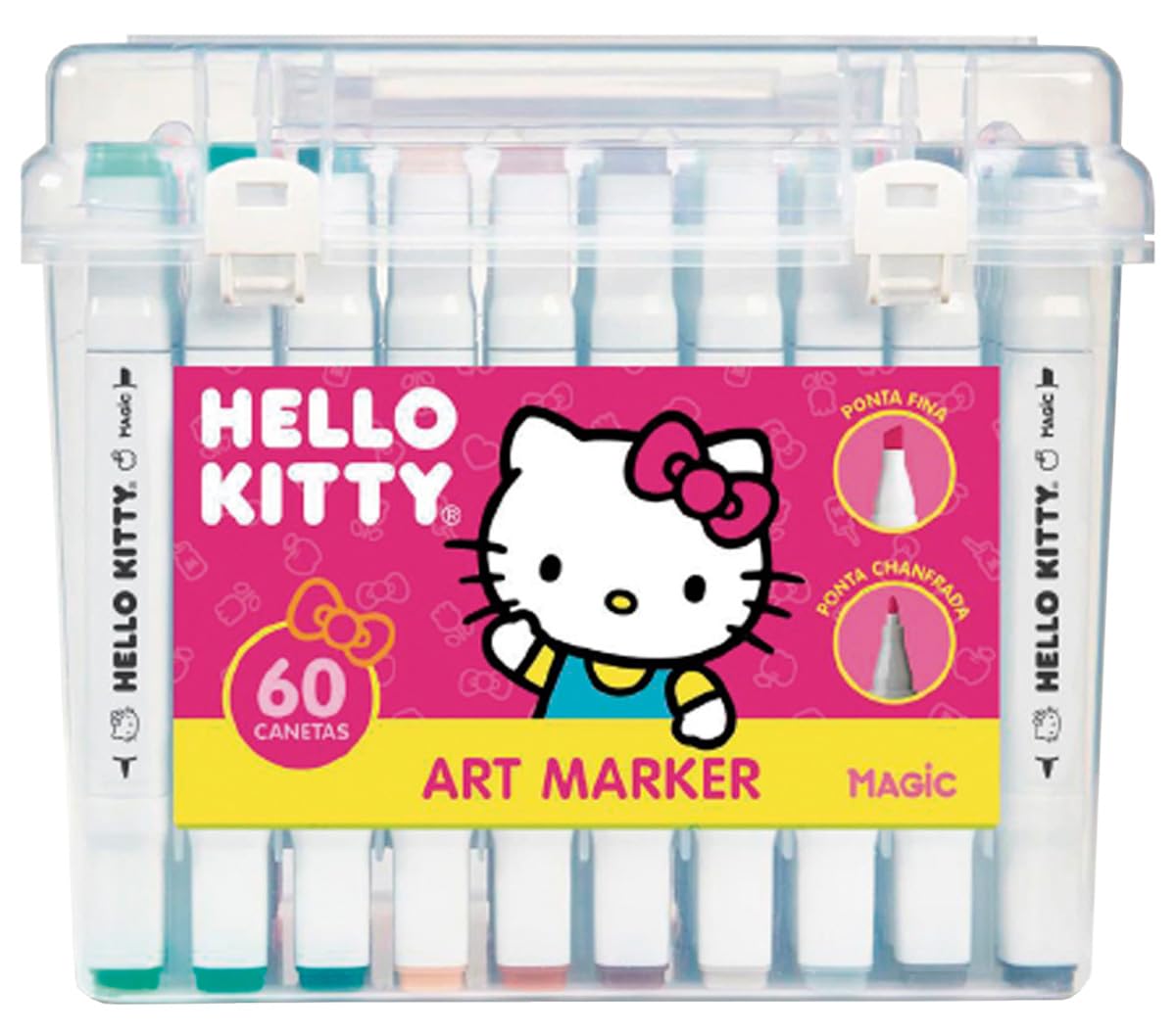 Hello Kitty 60 Cores – Kit de Canetas Art Marker Dupla Ponta com