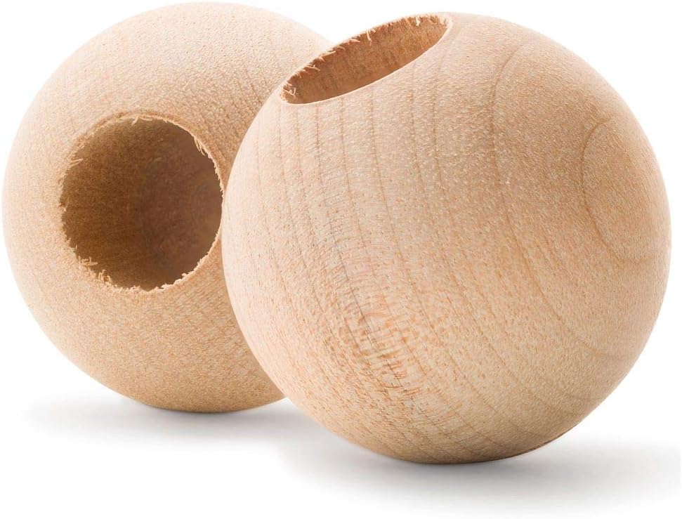 Wood Dowel Caps 1-3/4 inch Diameter with 1/2 inch Hole, Pack of 50 Unfinished Dowel Rod Caps for 1/2 inch Dowel Rods, for Crafts and DIYers, by Woodpeckers