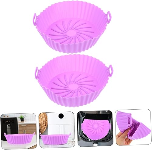 Miniatura 5 de KJHBV 2 piezas de almohadilla de freidora de aire, forros de freidora de aire, bandeja cuadrada de silicona, piezas de repuesto para freidora de