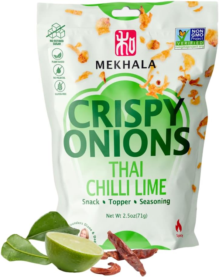 Mekhala Thai Chili Lime Crispy Onions - Salad Toppings Crunchy Fried Onions For All-Purpose Seasoning Like Keto, Ramen Toppings, And Rice Gluten-free | 2.5oz