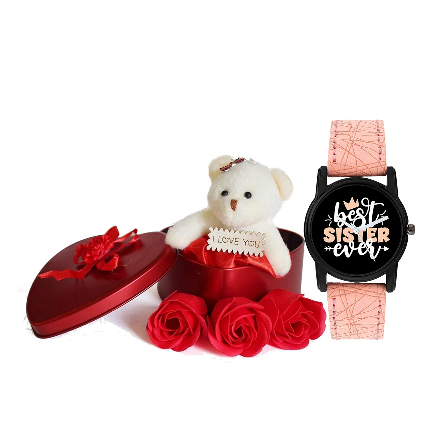 Relish Gift Hamper Best Sister Ever Analog Watch, Soft Toys with 3 Flower Box, Rakhi and Rakshabandhan Gift for Sister (B09QYH1VFT) Amazon Price History, Amazon Price Tracker