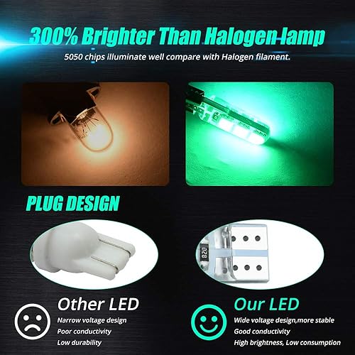 Miniatura 23 de 20 bombillas LED 168 194 T10 súper brillantes 6 x 5050SMD chips COB LED lámpara para luces de cuña de puerta de marcador lateral, blanco, 6000 K Azul