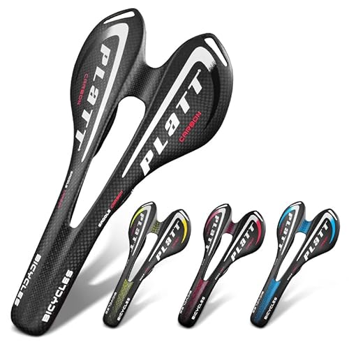 full carbon fiber saddle bike vtt racing saddle wave road bike saddle bike saddle spare sweat proof waterproof durable (Red Matt