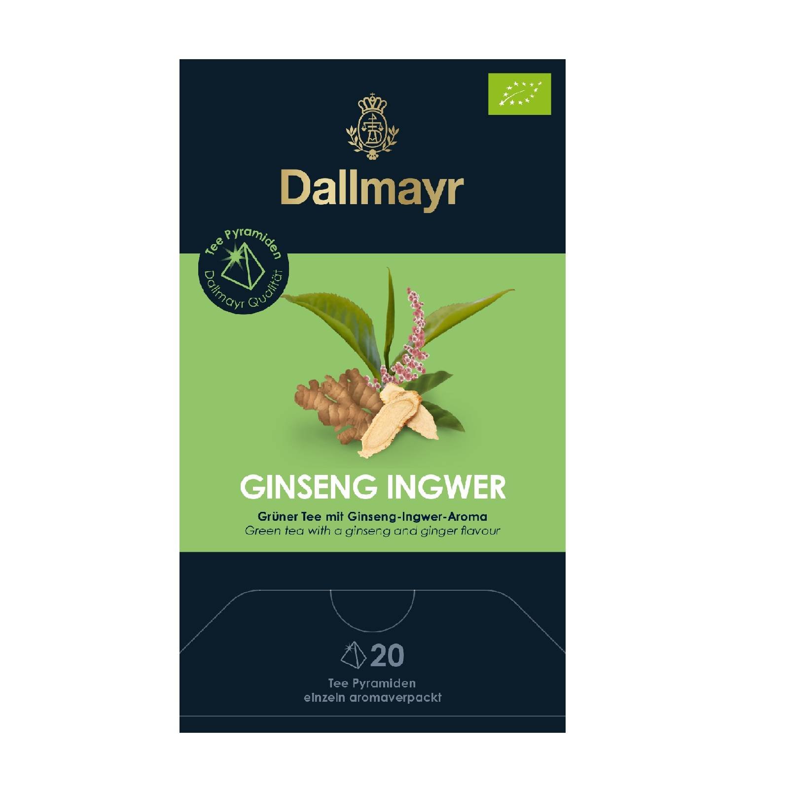 4 x Dallmayr Ginseng-Ingwer Bio Tee a 20 Pyramiden x 2,5g