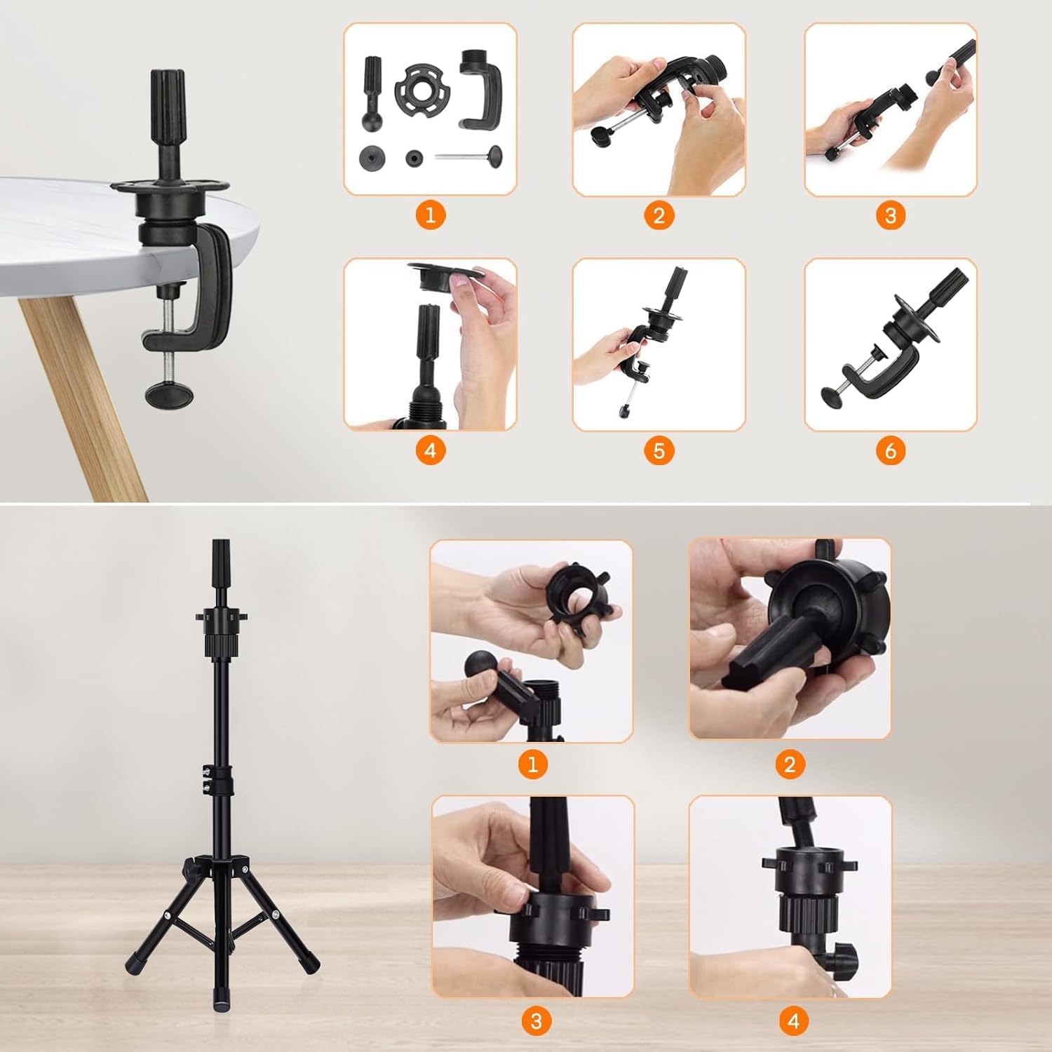 22 Inch Canvas Wig Head Mannequin Head With 63in Tripod Stand, Manikin Canvas Head Set for Wigs Making Display Styling with Tripod Table Clamp Wig Caps Pins Set Hair Brush, Clips(Pink)