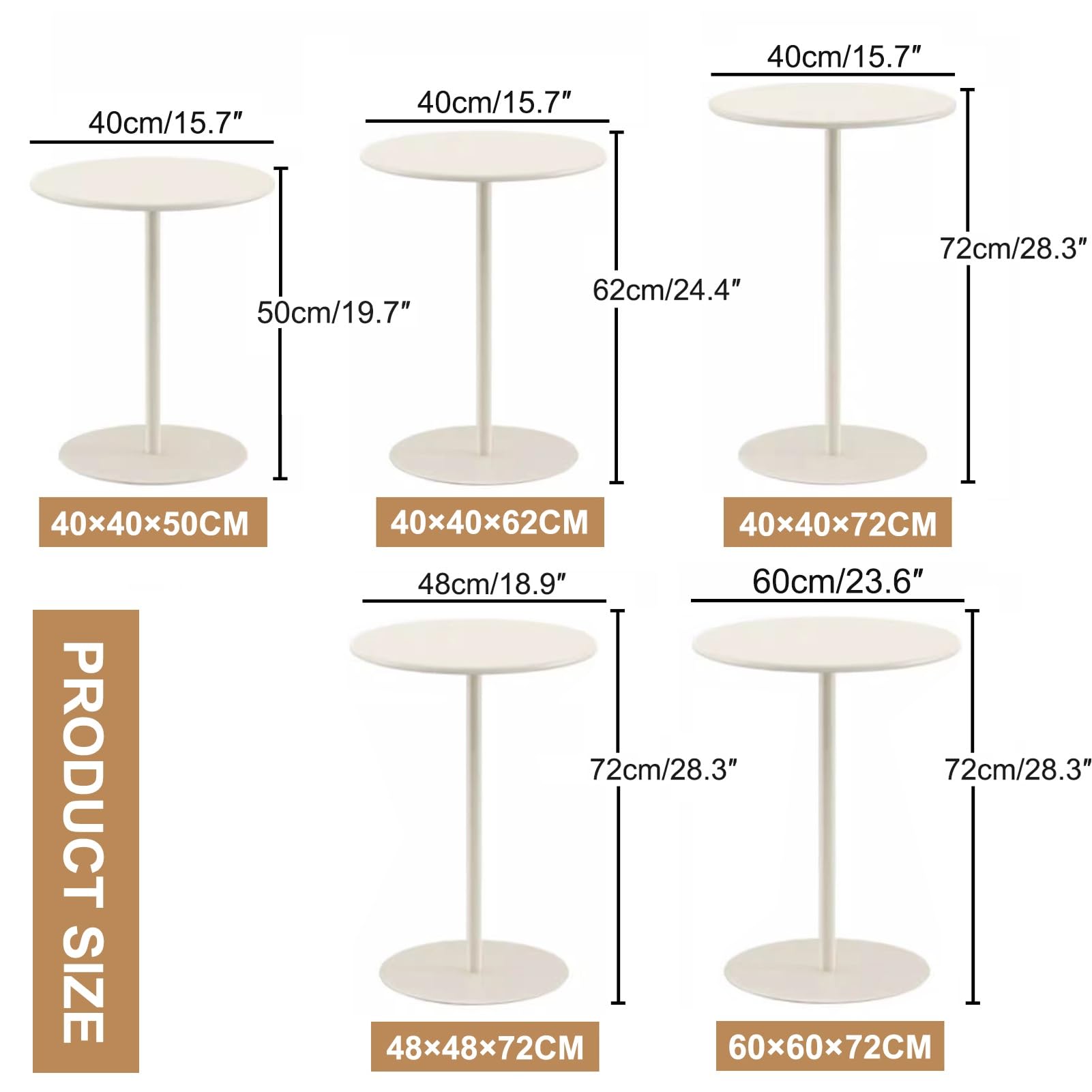 Table de salle à manger ronde – Table à cocktail étanche pour bar et bistrot – Hauteur de comptoir haute pour une utilisation en extérieur – Parfaite pour les petits bureaux et les espaces de
