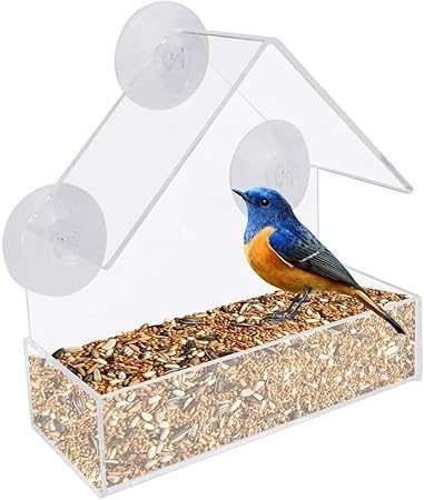 HoitoDeals 1 comedero de cristal para pájaros, mesa de semillas de cacahuete colgante (transparente)