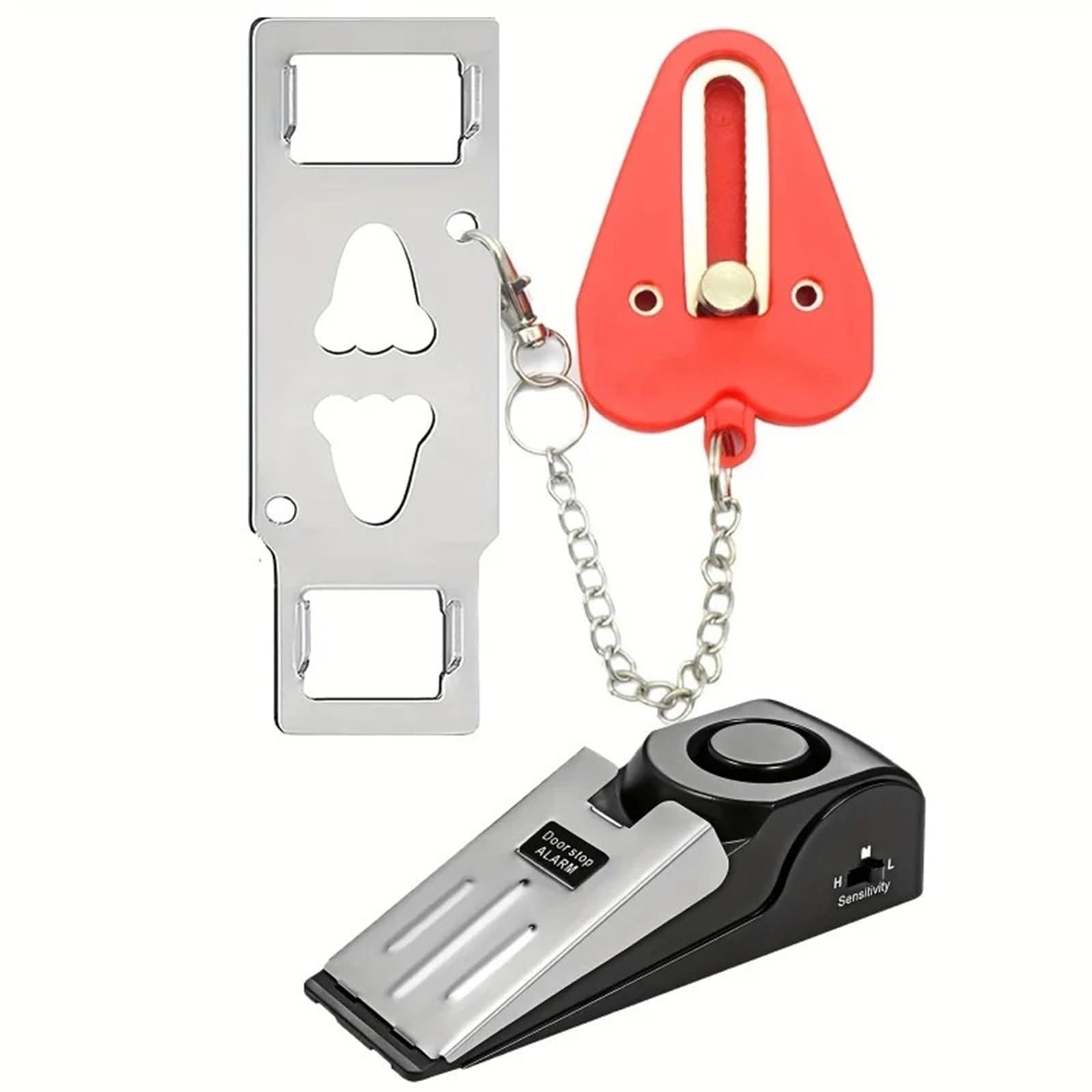 Tope Para Puerta Con Alarma Kit de alarma tope puerta y cerradura mejorado 2 piezas(Red and black)
