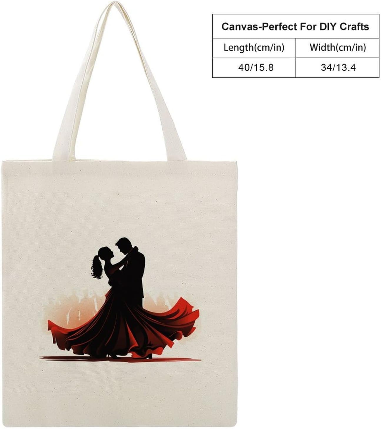 Ballroom Dance Cotton Polyester Blend Canvas Carryall Bag | Ballroom Dance Reusable Fabric Handbag for Grocery Travel Daily Errands Multipurpose Storage Carry Tote