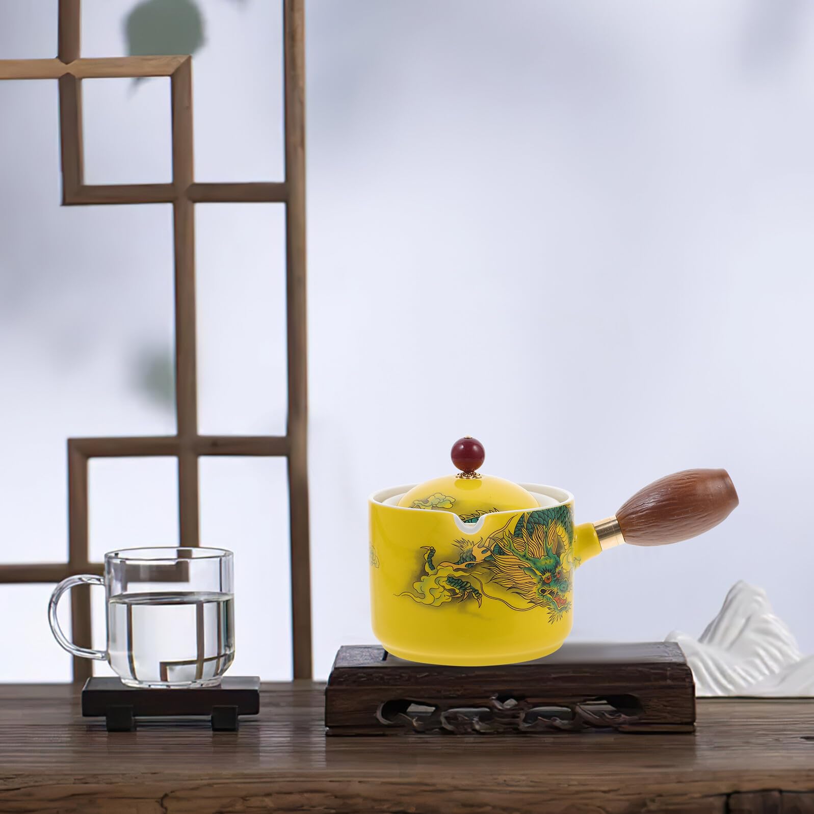 Healifty Tetera de Cerámica Práctica y Conveniente Asa Lateral y Filtro Oculto Diseño Giratorio de 360 Grados para Restaurantes y Regalos