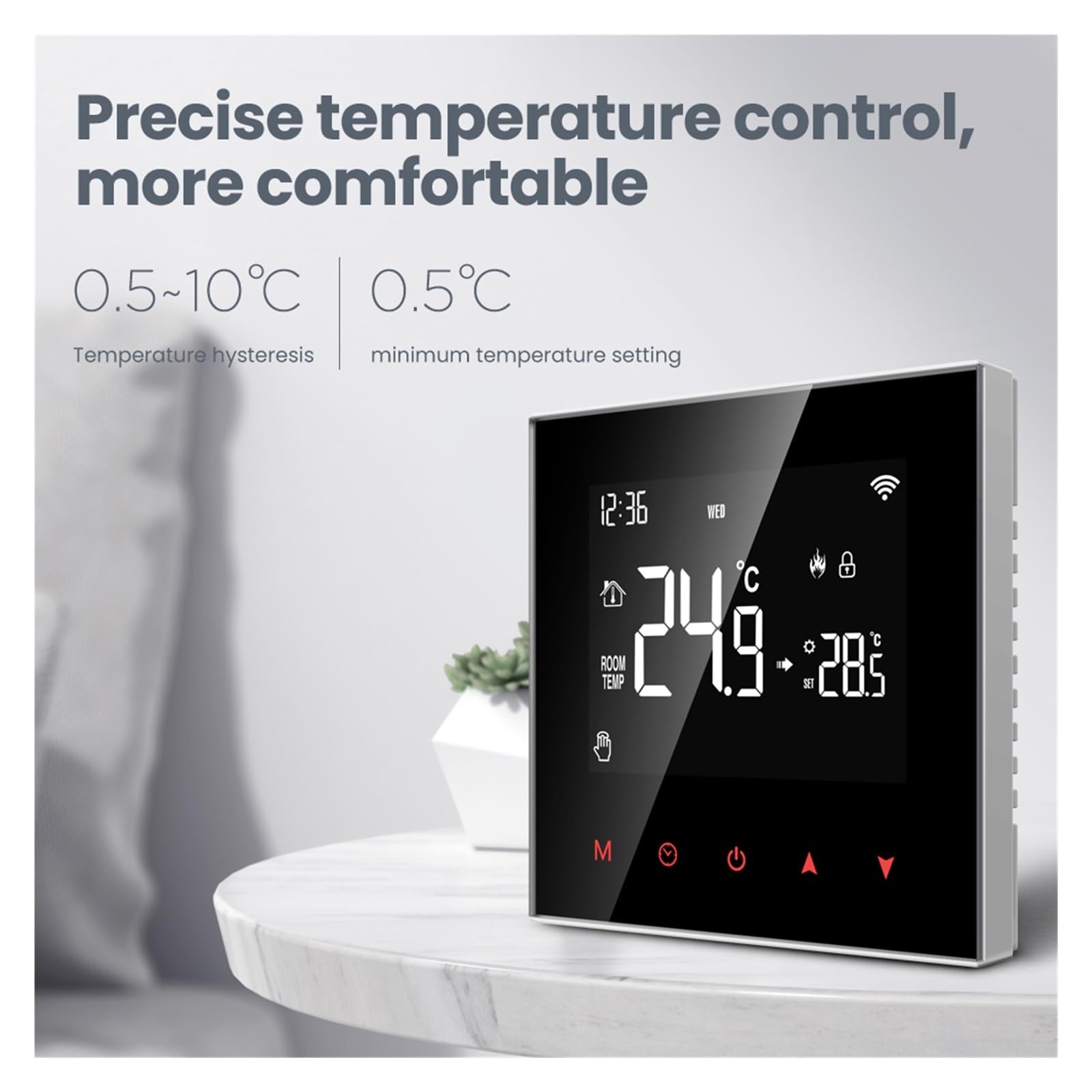 WiFi Inteligentny Termostat, Ogrzewanie Elektryczne Kocioł Gazowy Wody Regulator Temperatury Pracy OszczęDza Energię I Koszty Ogrzewania(NO WiFi 16A Heating)