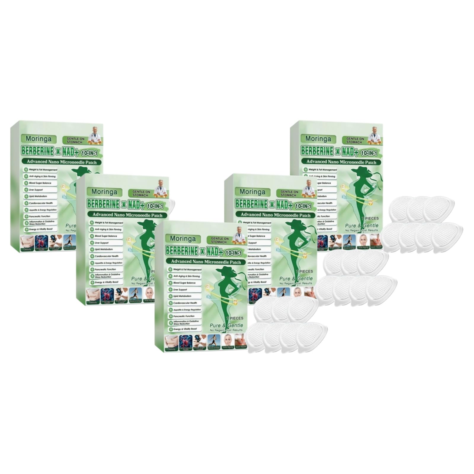 Parche Adelgazar Berberina | Moringa Berberina NAD+ | Ayuda para el Metabolismo y Control de Peso | Berberina Pérdida De Peso | 7 Parches Transdérmicos Suave