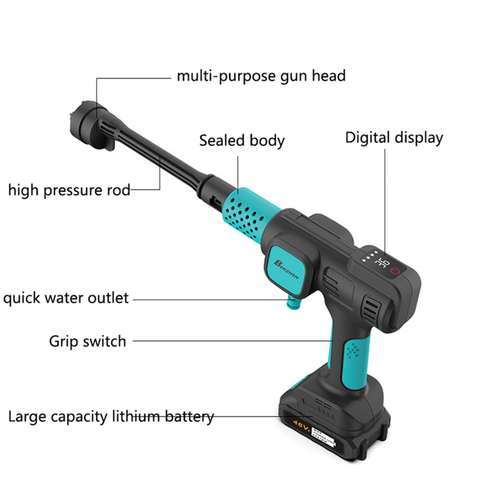 Nettoyeur Haute Pression Sans Fil Portable Nettoyeur Haute Pression Sans Fil, 62 Bars, 21 V, Avec 2 Batteries Nettoyeur Haute Pression Sans Fil Puissant Nettoyeur Haute Pression Sans Fil Portable Nettoyeur Haute Pression Sans Fil, 62 Bars, 21 V, Avec 2 Batteries Nettoyeur Haute Pression Sans Fil Puissant
