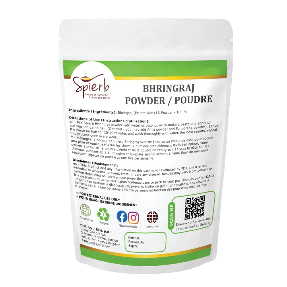 Bhringraj Powder - 250gm - na porost włosów - naturalne liście Bhringaraj proszek ziołowy zagęszczacz włosów 100% Pure Eclipta alba False Daisy Puder