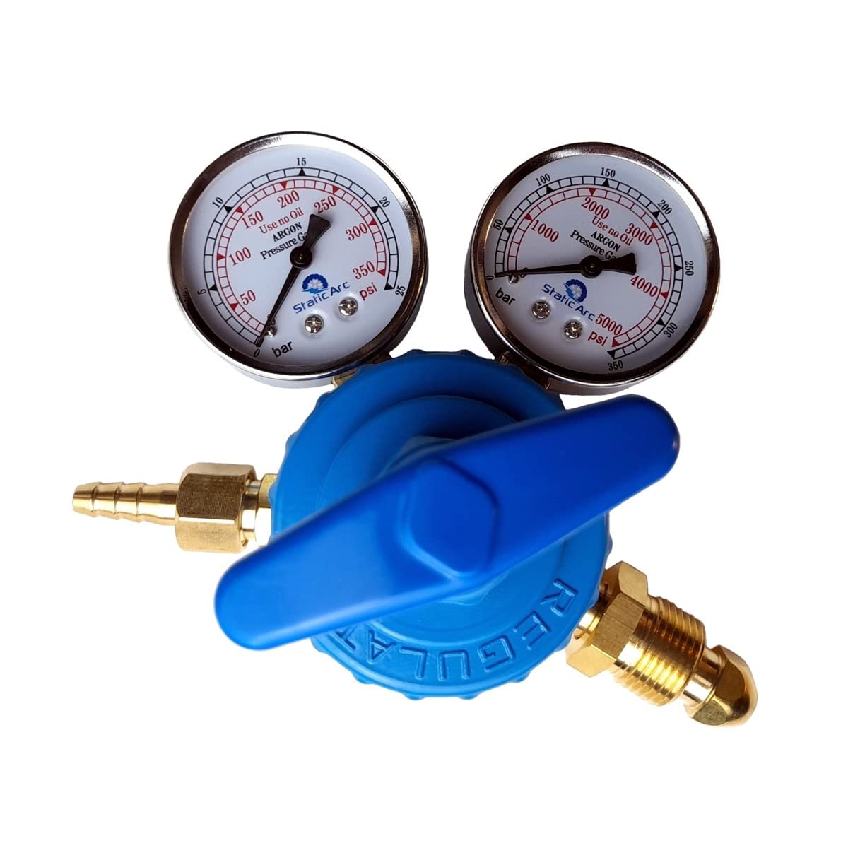 Buy Bottle Pressure Flow Regulator Dual Gauge Argon CO2 Oxygen